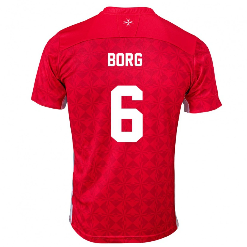 Danxen Barn Malta Andy Borg #6 Röd Vit Hemmatröja Matchtröjor 26-28 Tröjor T-Tröja