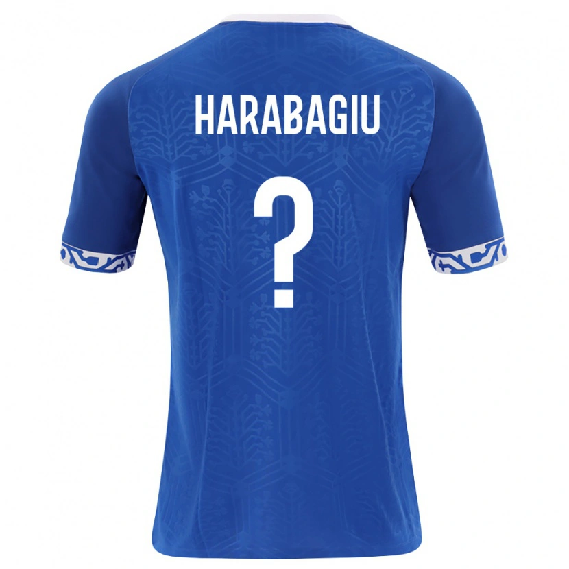 Danxen Barn Moldavien Mihai Harabagiu #0 Kunglig Blå Vit Hemmatröja Matchtröjor 26-28 Tröjor T-Tröja