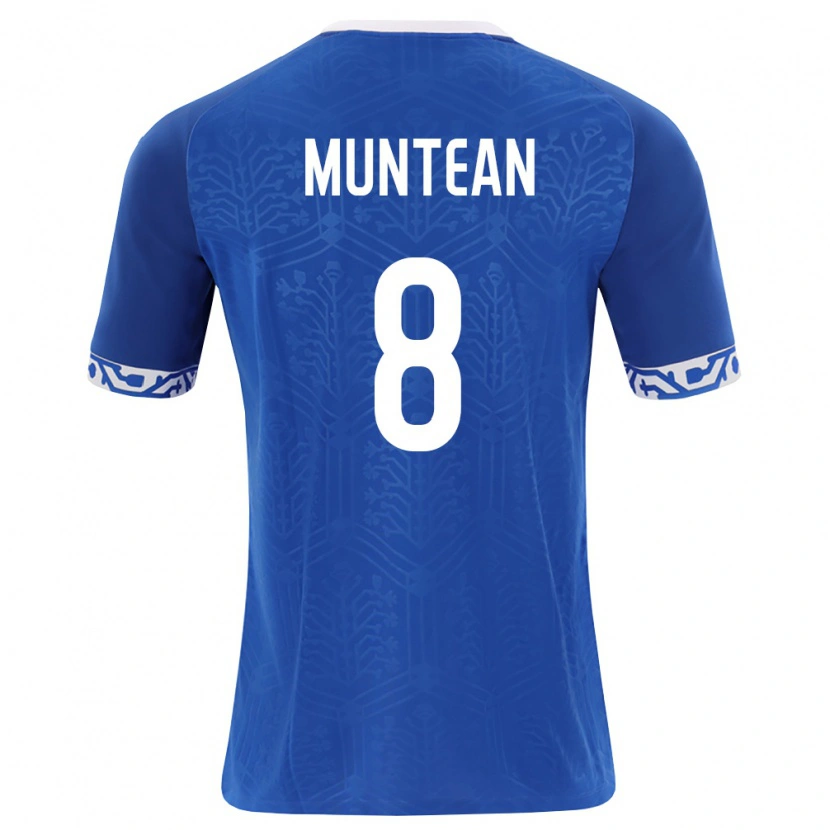 Danxen Barn Moldavien Alexandru Muntean #8 Kunglig Blå Vit Hemmatröja Matchtröjor 26-28 Tröjor T-Tröja