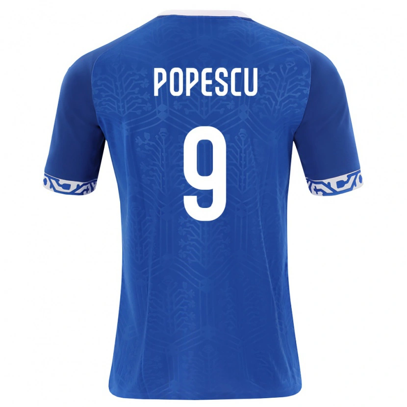 Danxen Barn Moldavien Petru Popescu #9 Kunglig Blå Vit Hemmatröja Matchtröjor 26-28 Tröjor T-Tröja