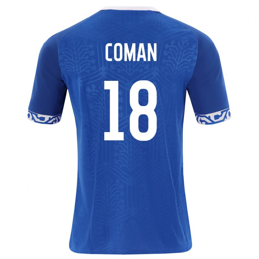 Danxen Barn Moldavien Alexandru Coman #18 Kunglig Blå Vit Hemmatröja Matchtröjor 26-28 Tröjor T-Tröja