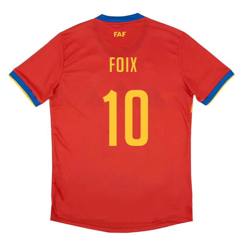 Danxen Barn Andorra Pol Foix #10 Röd Blå Gul Hemmatröja Matchtröjor 26-28 Tröjor T-Tröja