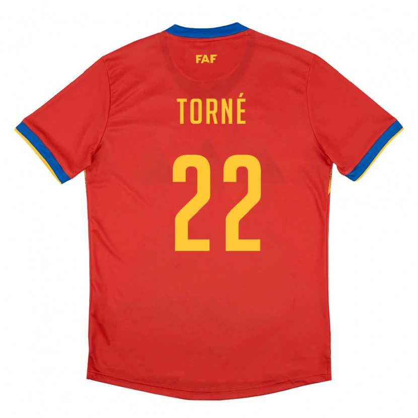 Danxen Barn Andorra Marc Torné #22 Röd Blå Gul Hemmatröja Matchtröjor 26-28 Tröjor T-Tröja