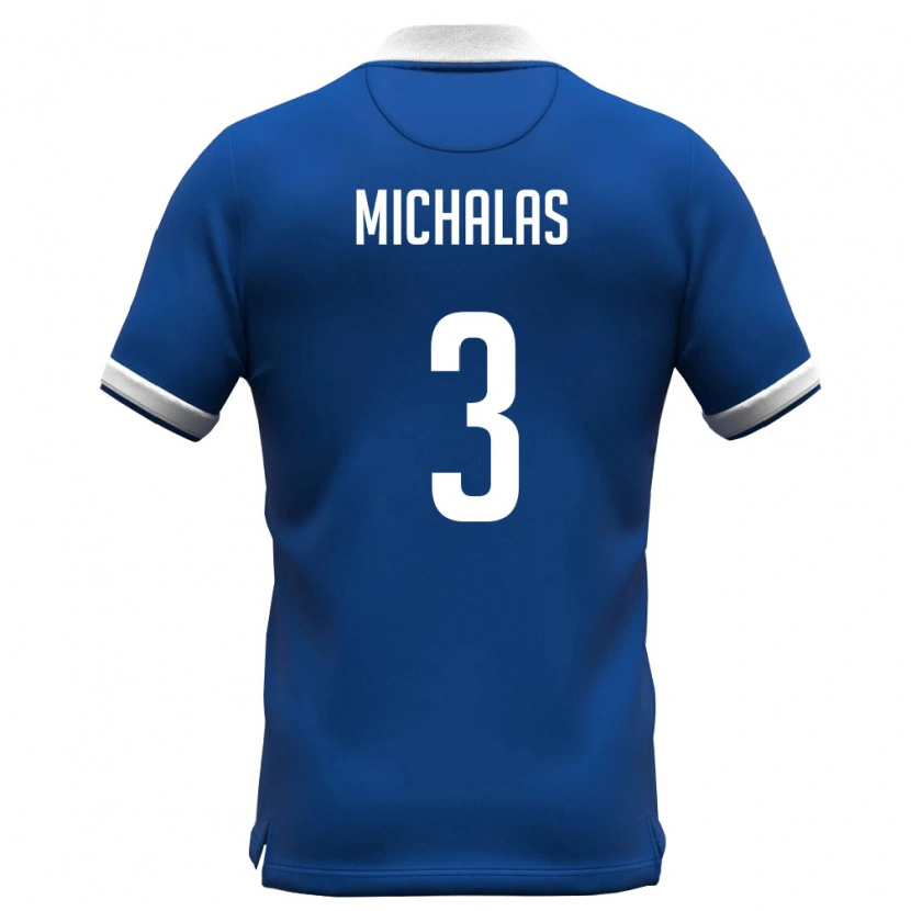 Danxen Barn Cypern Charalampos Michalas #3 Kunglig Blå Vit Hemmatröja Matchtröjor 26-28 Tröjor T-Tröja