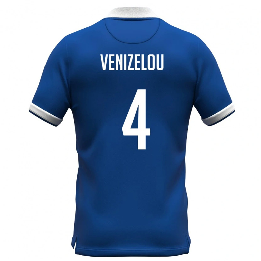 Danxen Barn Cypern Konstantinos Venizelou #4 Kunglig Blå Vit Hemmatröja Matchtröjor 26-28 Tröjor T-Tröja
