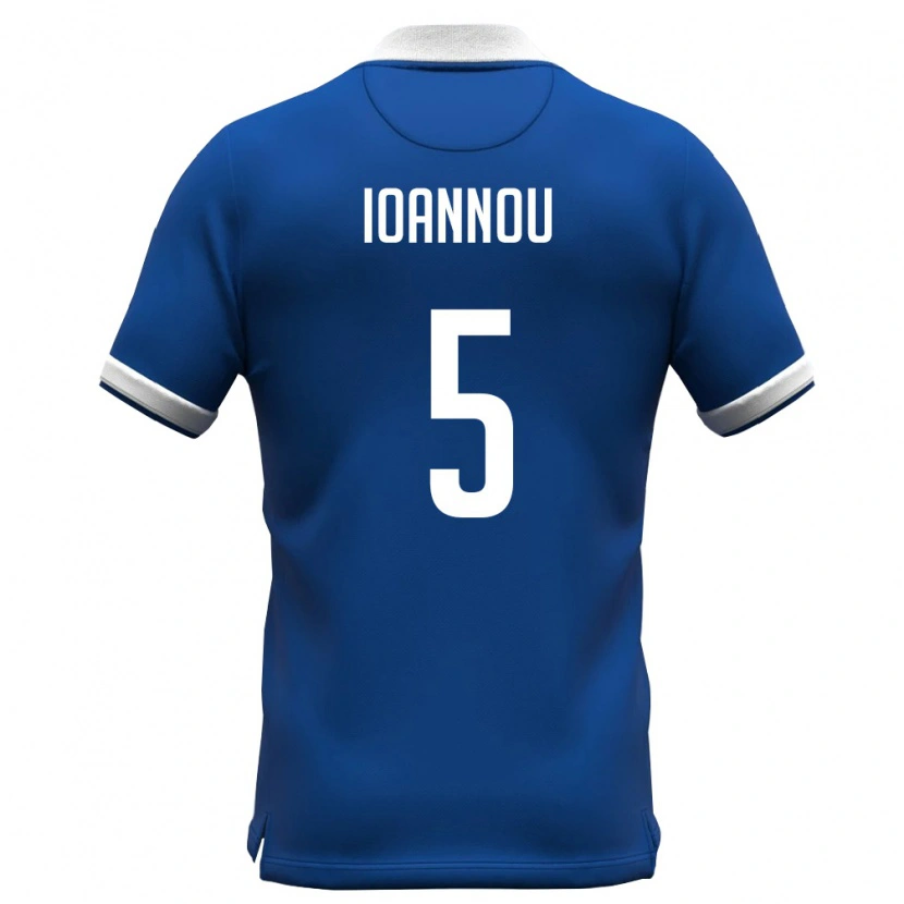 Danxen Barn Cypern Kosmas Ioannou #5 Kunglig Blå Vit Hemmatröja Matchtröjor 26-28 Tröjor T-Tröja