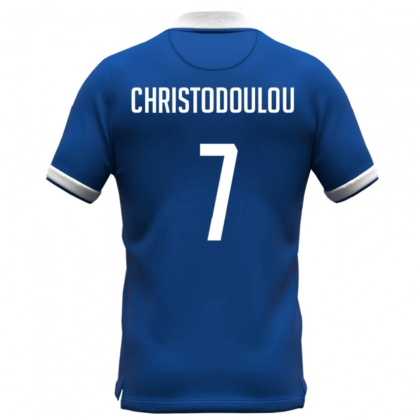 Danxen Barn Cypern Argyris Christodoulou #7 Kunglig Blå Vit Hemmatröja Matchtröjor 26-28 Tröjor T-Tröja