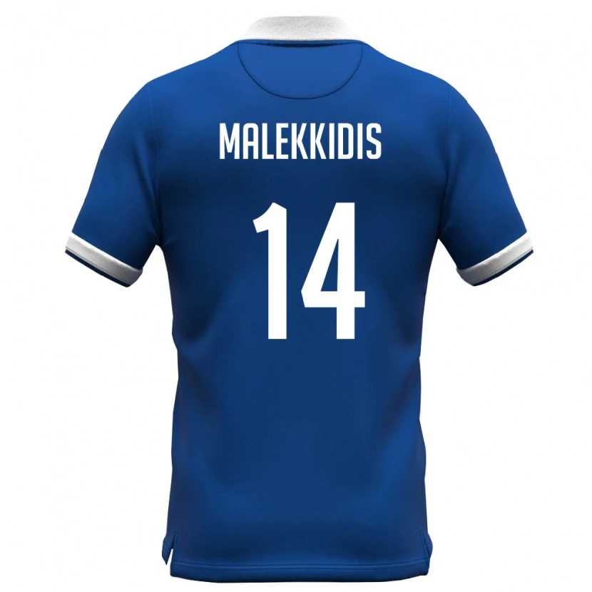 Danxen Barn Cypern Giorgos Malekkidis #14 Kunglig Blå Vit Hemmatröja Matchtröjor 26-28 Tröjor T-Tröja