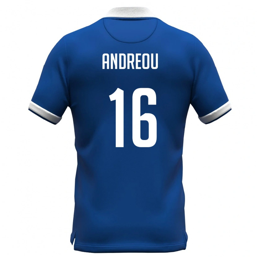 Danxen Barn Cypern Panagiotis Andreou #16 Kunglig Blå Vit Hemmatröja Matchtröjor 26-28 Tröjor T-Tröja