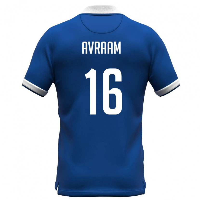 Danxen Barn Cypern Andreas Avraam #16 Kunglig Blå Vit Hemmatröja Matchtröjor 26-28 Tröjor T-Tröja