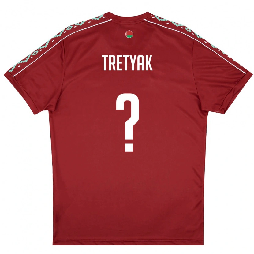 Danxen Barn Belarus Yaromir Tretyak #0 Djup Röd Vit Hemmatröja Matchtröjor 26-28 Tröjor T-Tröja