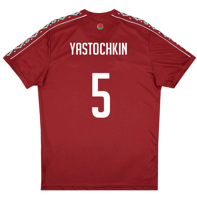 Danxen Barn Belarus Anatoliy Yastochkin #5 Djup Röd Vit Hemmatröja Matchtröjor 26-28 Tröjor T-Tröja