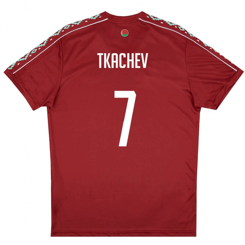Danxen Barn Belarus Timofey Tkachev #7 Djup Röd Vit Hemmatröja Matchtröjor 26-28 Tröjor T-Tröja