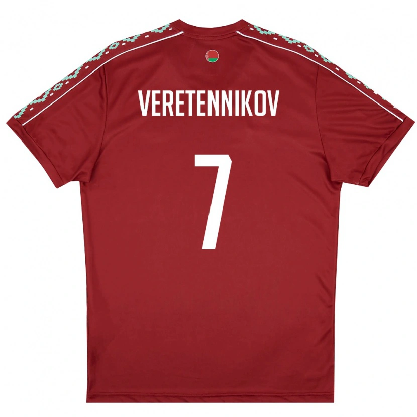 Danxen Barn Belarus Aleksandr Veretennikov #7 Djup Röd Vit Hemmatröja Matchtröjor 26-28 Tröjor T-Tröja