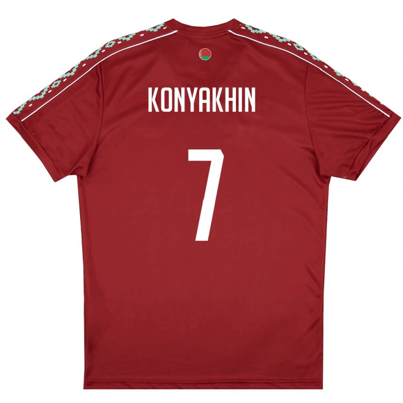 Danxen Barn Belarus Artem Konyakhin #7 Djup Röd Vit Hemmatröja Matchtröjor 26-28 Tröjor T-Tröja