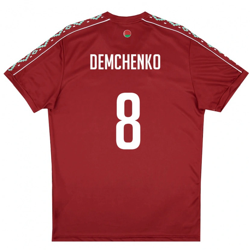 Danxen Barn Belarus Nikita Demchenko #8 Djup Röd Vit Hemmatröja Matchtröjor 26-28 Tröjor T-Tröja