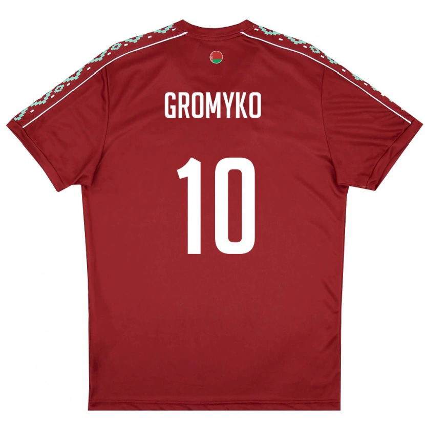 Danxen Barn Belarus Valeriy Gromyko #10 Djup Röd Vit Hemmatröja Matchtröjor 26-28 Tröjor T-Tröja