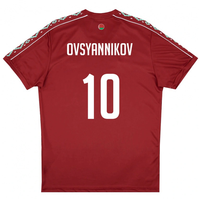 Danxen Barn Belarus Denis Ovsyannikov #10 Djup Röd Vit Hemmatröja Matchtröjor 26-28 Tröjor T-Tröja