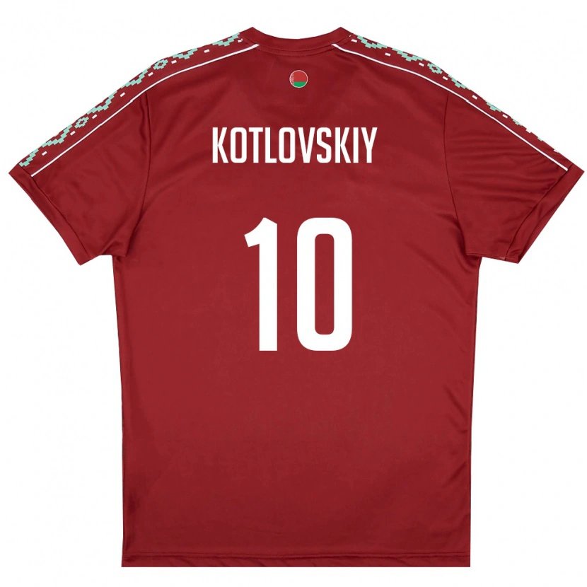 Danxen Barn Belarus Makar Kotlovskiy #10 Djup Röd Vit Hemmatröja Matchtröjor 26-28 Tröjor T-Tröja