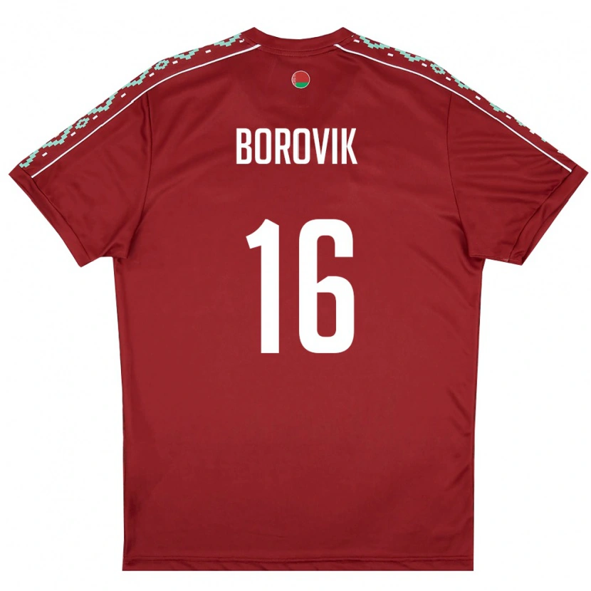 Danxen Barn Belarus Grigoriy Borovik #16 Djup Röd Vit Hemmatröja Matchtröjor 26-28 Tröjor T-Tröja