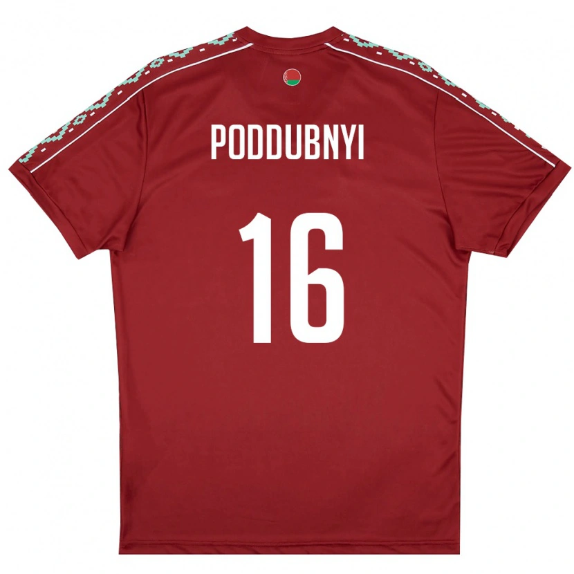 Danxen Barn Belarus Ivan Poddubnyi #16 Djup Röd Vit Hemmatröja Matchtröjor 26-28 Tröjor T-Tröja