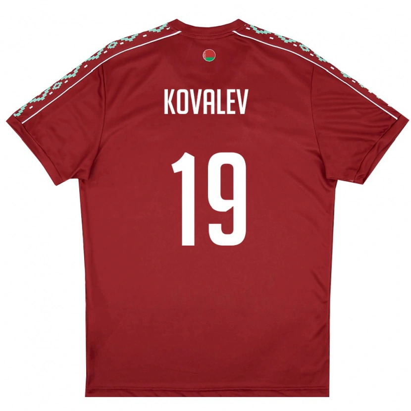 Danxen Barn Belarus Yuriy Kovalev #19 Djup Röd Vit Hemmatröja Matchtröjor 26-28 Tröjor T-Tröja