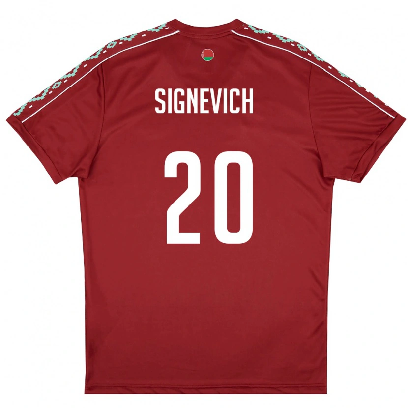 Danxen Barn Belarus Zakhar Signevich #20 Djup Röd Vit Hemmatröja Matchtröjor 26-28 Tröjor T-Tröja