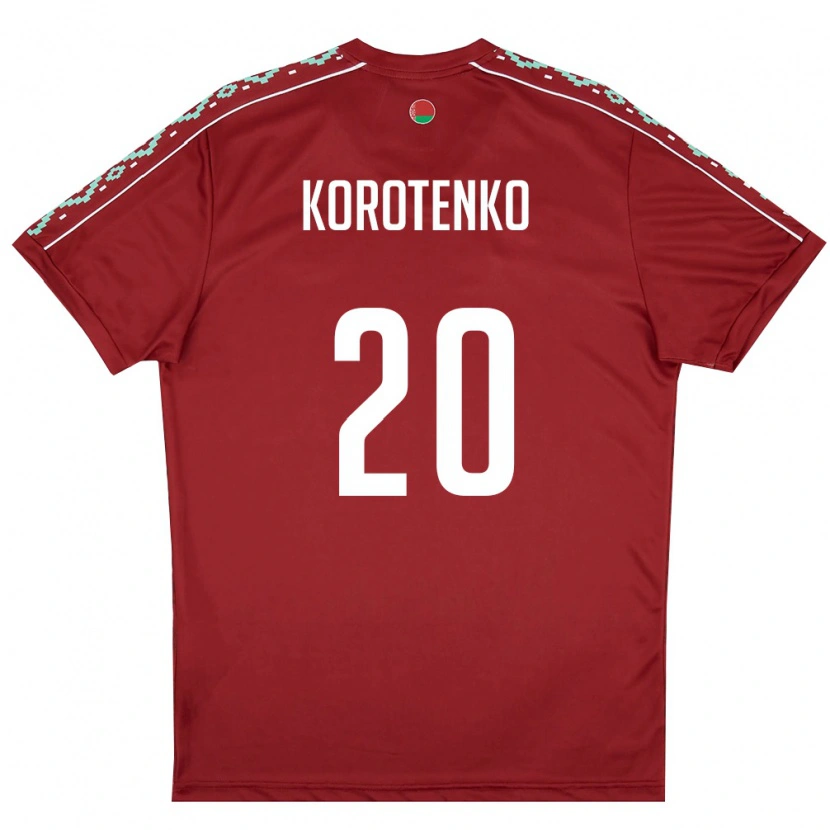 Danxen Barn Belarus Bogdan Korotenko #20 Djup Röd Vit Hemmatröja Matchtröjor 26-28 Tröjor T-Tröja