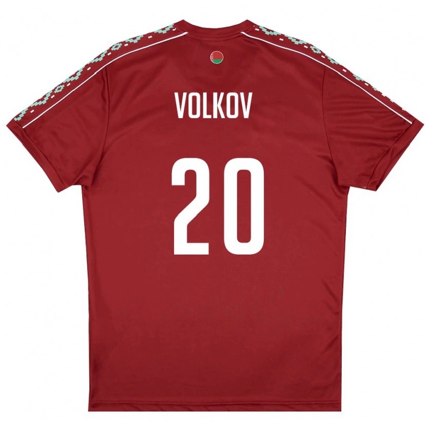 Danxen Barn Belarus Zakhar Volkov #20 Djup Röd Vit Hemmatröja Matchtröjor 26-28 Tröjor T-Tröja