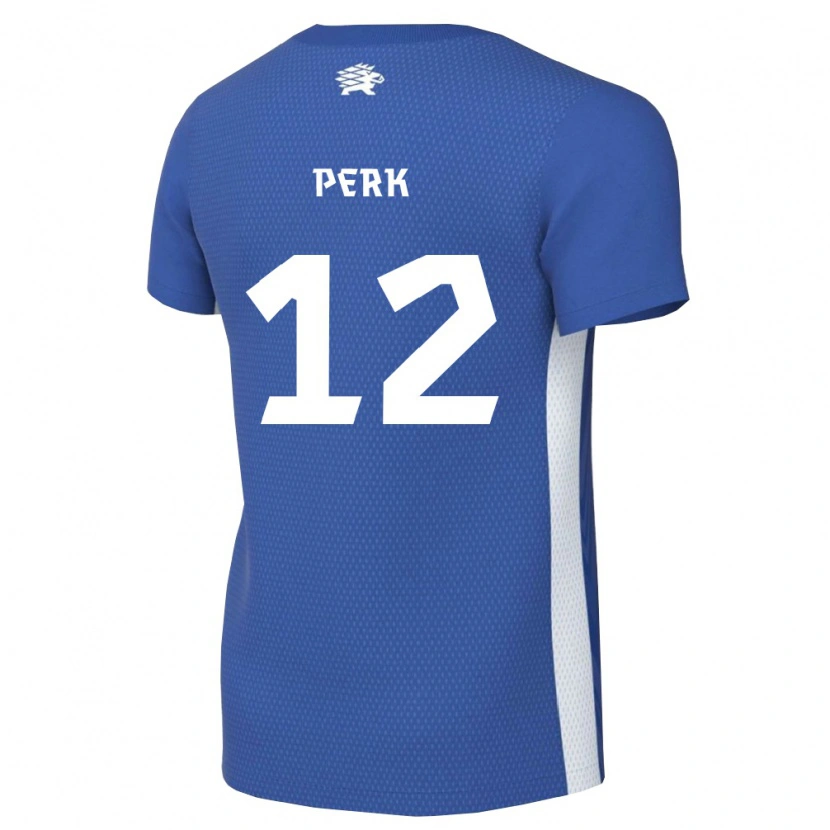Danxen Barn Estland Henri Perk #12 Mörkblå Vit Hemmatröja Matchtröjor 26-28 Tröjor T-Tröja