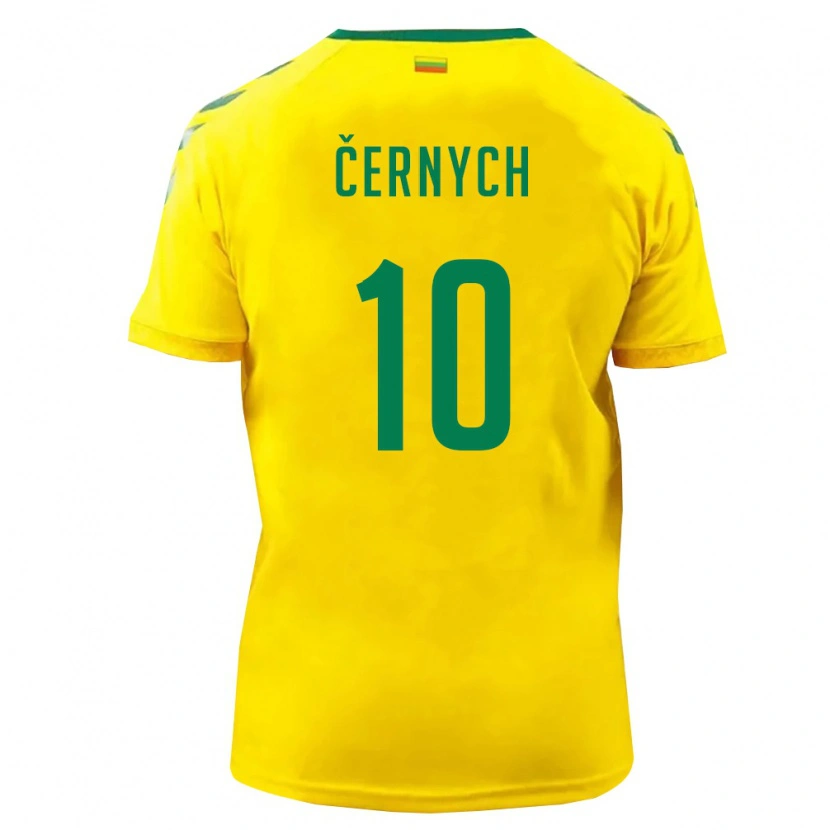 Danxen Barn Litauen Fedor Černych #10 Gul Grön Hemmatröja Matchtröjor 26-28 Tröjor T-Tröja