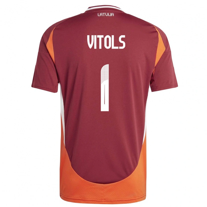 Danxen Barn Lettland Rodrigo Vitols #1 Djup Röd Vit Orange Hemmatröja Matchtröjor 26-28 Tröjor T-Tröja