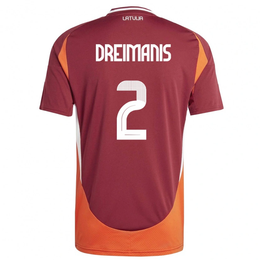 Danxen Barn Lettland Adams Dreimanis #2 Djup Röd Vit Orange Hemmatröja Matchtröjor 26-28 Tröjor T-Tröja