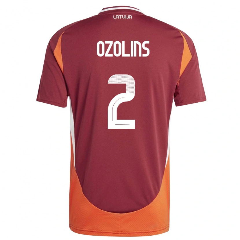 Danxen Barn Lettland Ernests Ozolins #2 Djup Röd Vit Orange Hemmatröja Matchtröjor 26-28 Tröjor T-Tröja