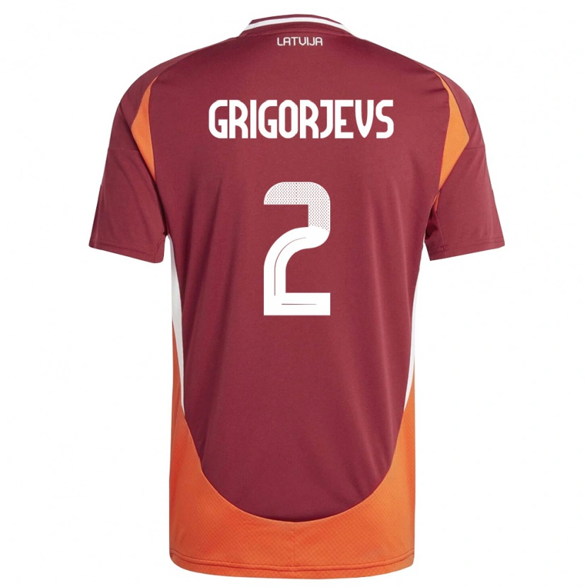 Danxen Barn Lettland Mihails Grigorjevs #2 Djup Röd Vit Orange Hemmatröja Matchtröjor 26-28 Tröjor T-Tröja