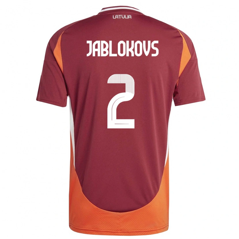Danxen Barn Lettland Roberts Jablokovs #2 Djup Röd Vit Orange Hemmatröja Matchtröjor 26-28 Tröjor T-Tröja