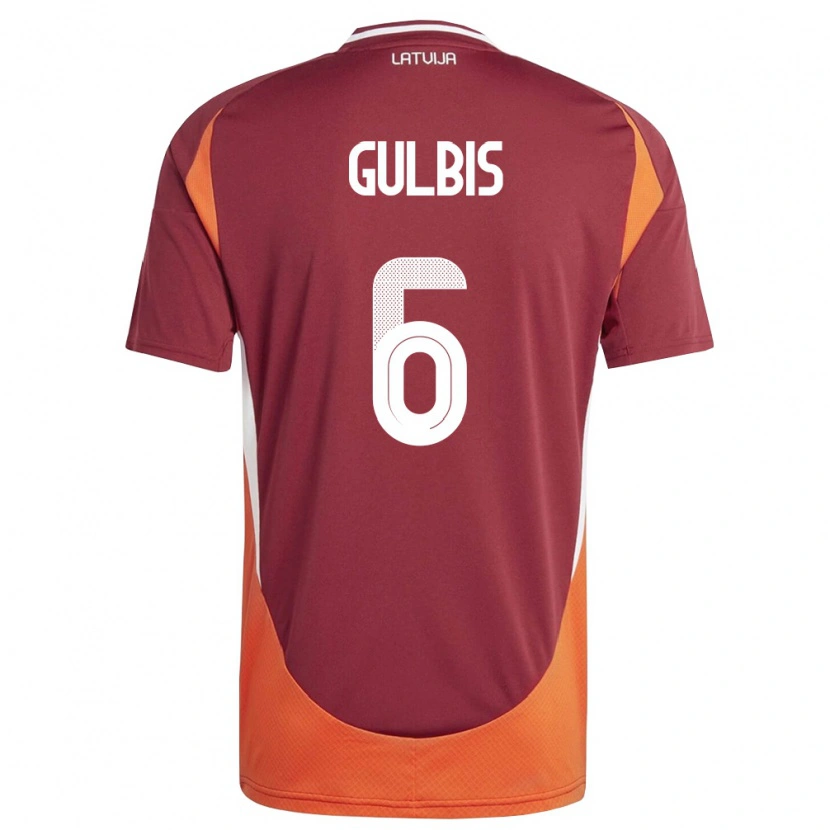 Danxen Barn Lettland Henrijs Gulbis #6 Djup Röd Vit Orange Hemmatröja Matchtröjor 26-28 Tröjor T-Tröja