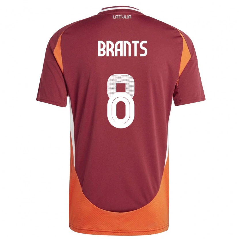 Danxen Barn Lettland Pauls Brants #8 Djup Röd Vit Orange Hemmatröja Matchtröjor 26-28 Tröjor T-Tröja