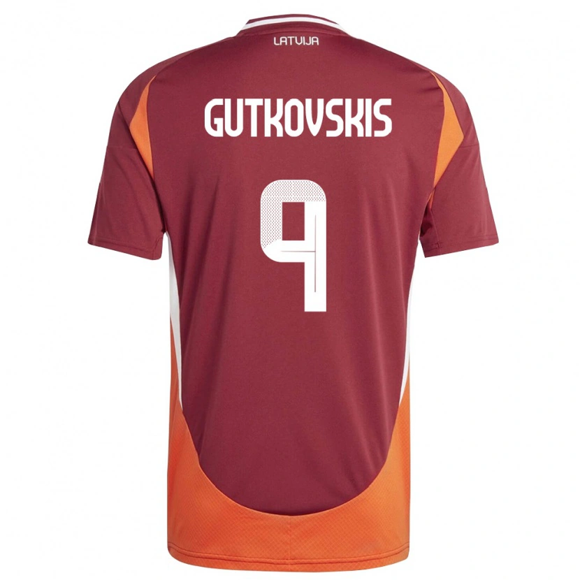 Danxen Barn Lettland Vladislavs Gutkovskis #9 Djup Röd Vit Orange Hemmatröja Matchtröjor 26-28 Tröjor T-Tröja