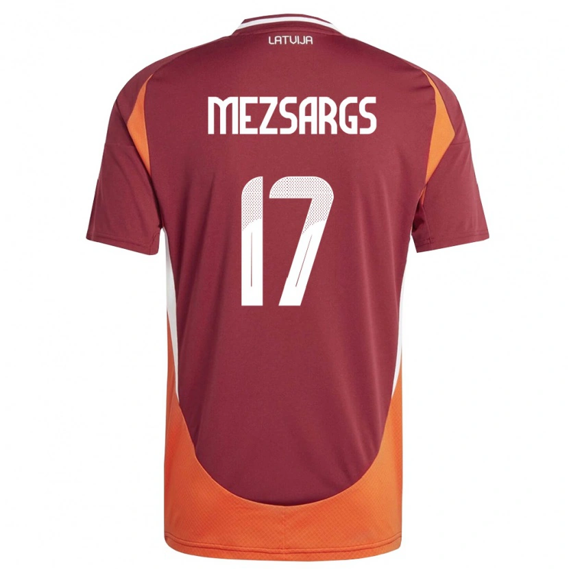 Danxen Barn Lettland Kristians Mezsargs #17 Djup Röd Vit Orange Hemmatröja Matchtröjor 26-28 Tröjor T-Tröja