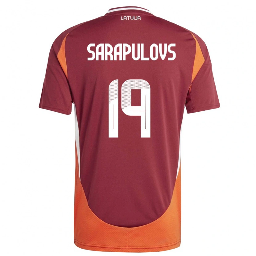 Danxen Barn Lettland Maksims Sarapulovs #19 Djup Röd Vit Orange Hemmatröja Matchtröjor 26-28 Tröjor T-Tröja