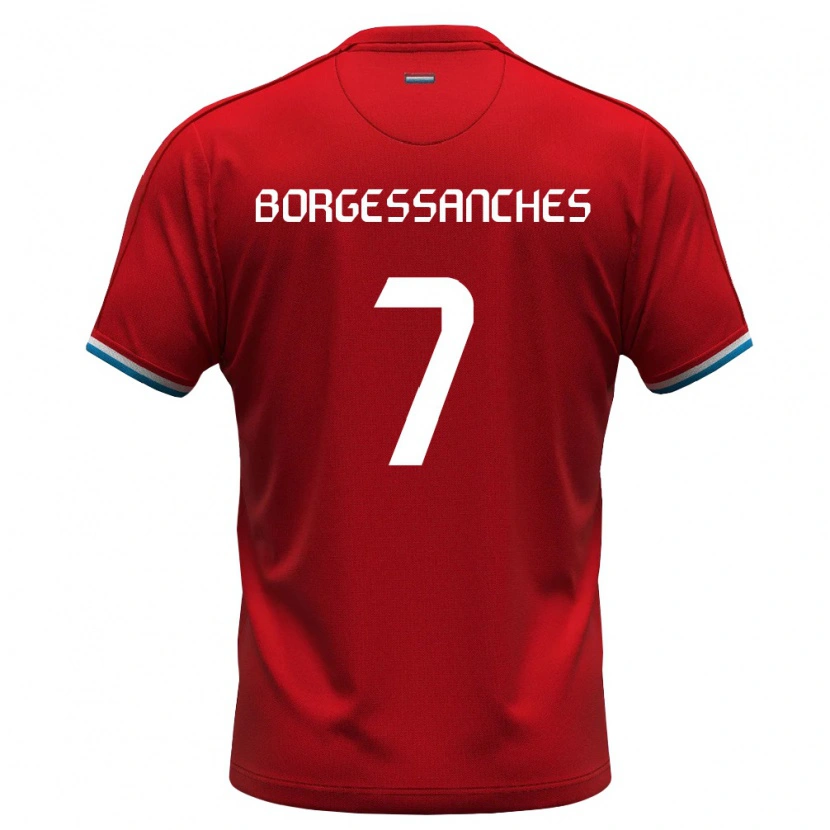 Danxen Barn Luxemburg Yvandro Borges Sanches #7 Röd Vit Blå Hemmatröja Matchtröjor 26-28 Tröjor T-Tröja