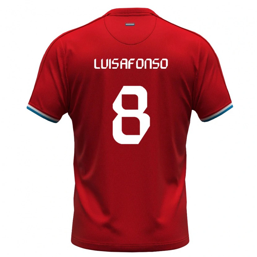 Danxen Barn Luxemburg Hugo Luis Afonso #8 Röd Vit Blå Hemmatröja Matchtröjor 26-28 Tröjor T-Tröja