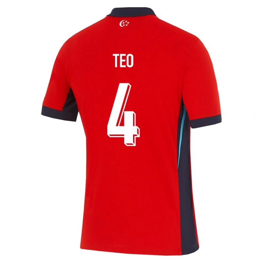 Danxen Barn Singapore Kieran Teo #4 Röd Vit Svart Hemmatröja Matchtröjor 26-28 Tröjor T-Tröja