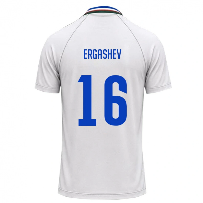 Danxen Barn Uzbekistan Botirali Ergashev #16 Vit Mörk Grön Bortatröja Matchtröjor 26-28 Tröjor T-Tröja