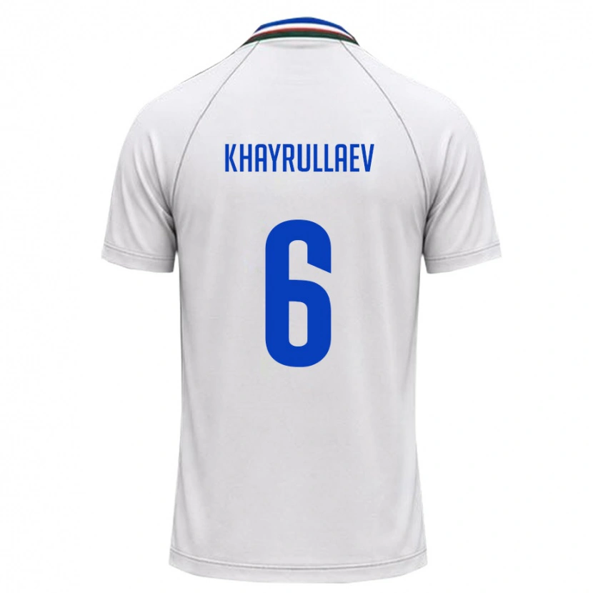 Danxen Barn Uzbekistan Ravshan Khayrullaev #6 Vit Mörk Grön Bortatröja Matchtröjor 26-28 Tröjor T-Tröja