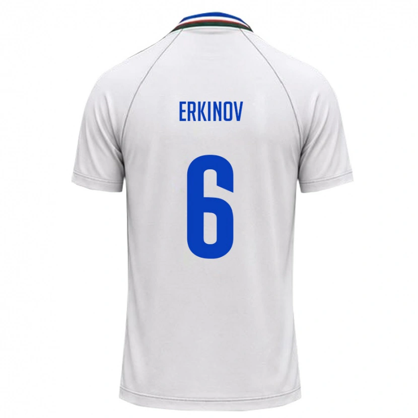 Danxen Barn Uzbekistan Bekhruz Erkinov #6 Vit Mörk Grön Bortatröja Matchtröjor 26-28 Tröjor T-Tröja