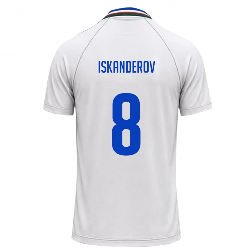 Danxen Barn Uzbekistan Jamshid Iskanderov #8 Vit Mörk Grön Bortatröja Matchtröjor 26-28 Tröjor T-Tröja