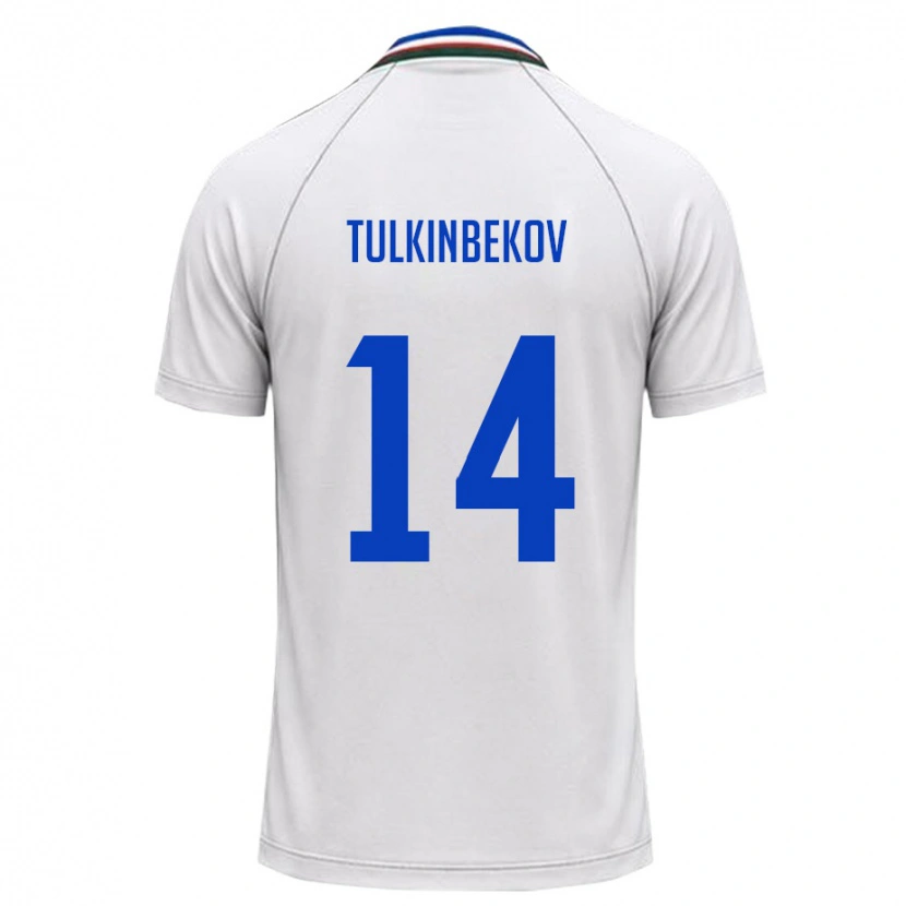 Danxen Barn Uzbekistan Azizbek Tulkinbekov #14 Vit Mörk Grön Bortatröja Matchtröjor 26-28 Tröjor T-Tröja