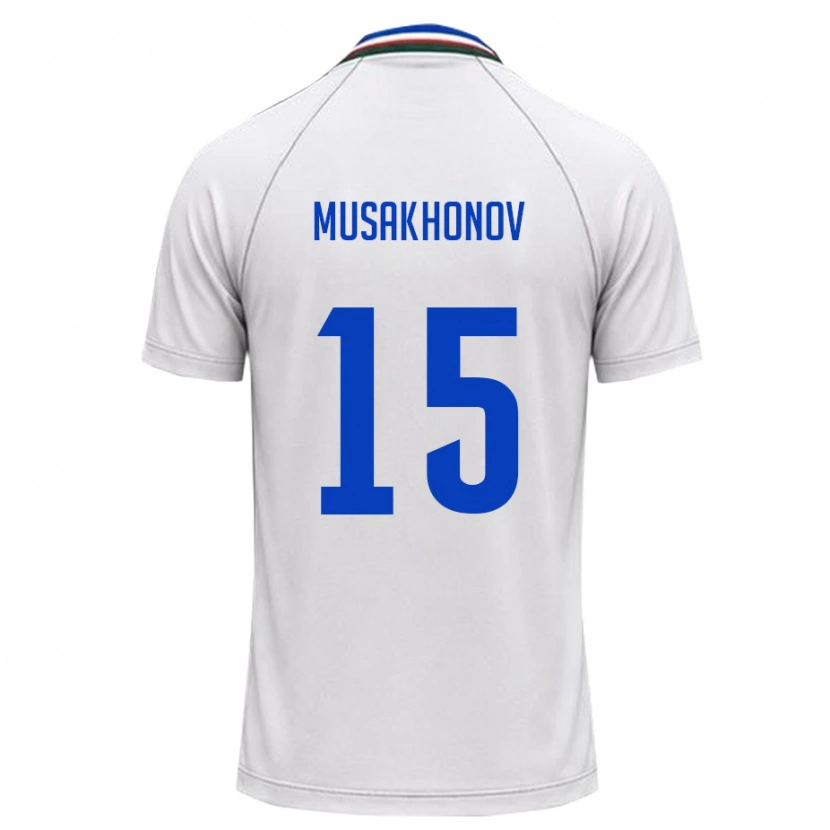Danxen Barn Uzbekistan Mukhammadali Musakhonov #15 Vit Mörk Grön Bortatröja Matchtröjor 26-28 Tröjor T-Tröja